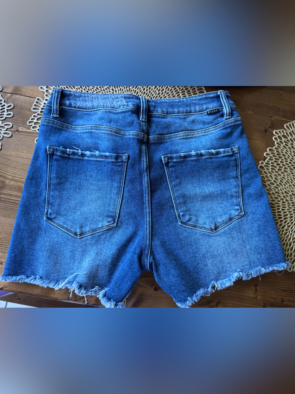Risen Classic Blue Denim Cutoff Shorts - Women's - Picture 6 of 7